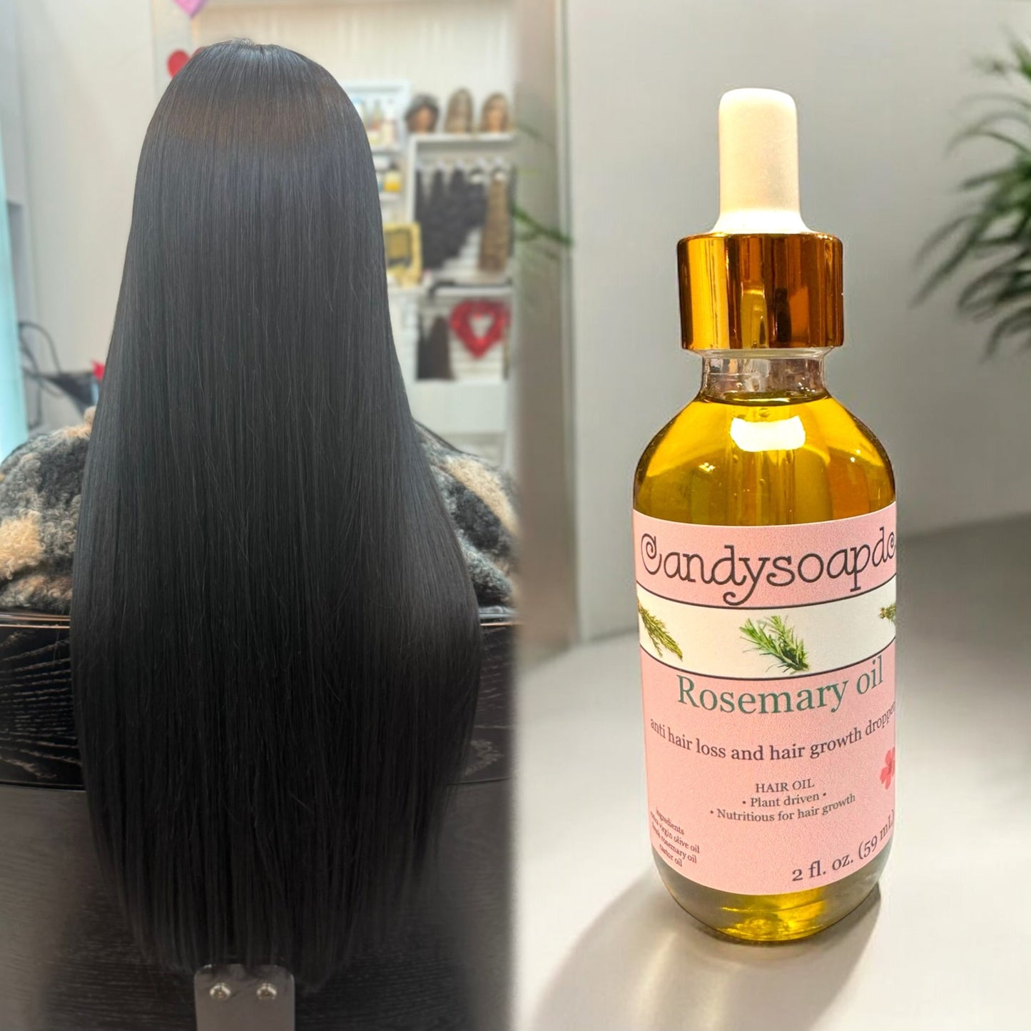 Rosemary Herbal Hair Loss and Growth Treatment Dropper - Tratamiento para la caída y el crecimiento del cabello de Romero a base de plantas Gotero